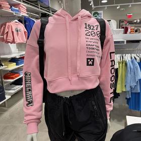 Lacoste/法国鳄鱼 女士春秋时尚印花短款连帽套头长袖卫衣SF7403