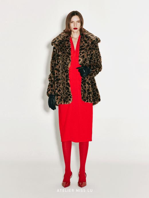 【狂野之声】大翻领造型仿皮草豹纹外套 商品图3