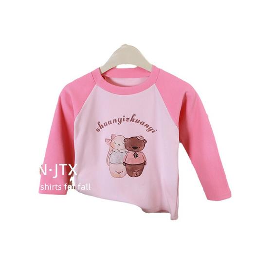 【女童长袖插肩T恤打底衫】新款秋冬童装儿童上衣女童圆领打底衫 商品图4