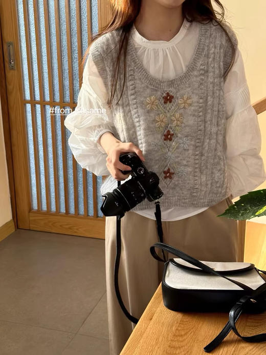 花朵马海毛马甲 商品图1