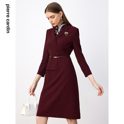 皮尔卡丹女装连衣裙法式假两件商务OL通勤A字裙P3344E3998T0
 商品图3