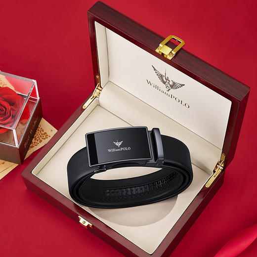 保罗皮带男士高级感 真皮皮带自动扣 腰带男士简约商务合金皮带  送男友生日礼物送长辈 商品图0