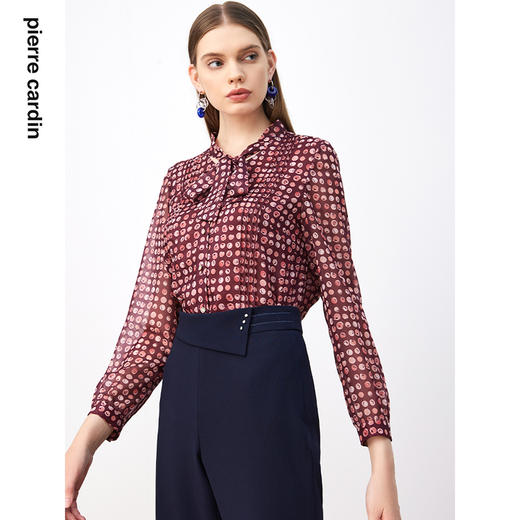 皮尔卡丹女装衬衫印花气质高级感复古法式通勤女衬衣P3351B3983T3
 商品图4