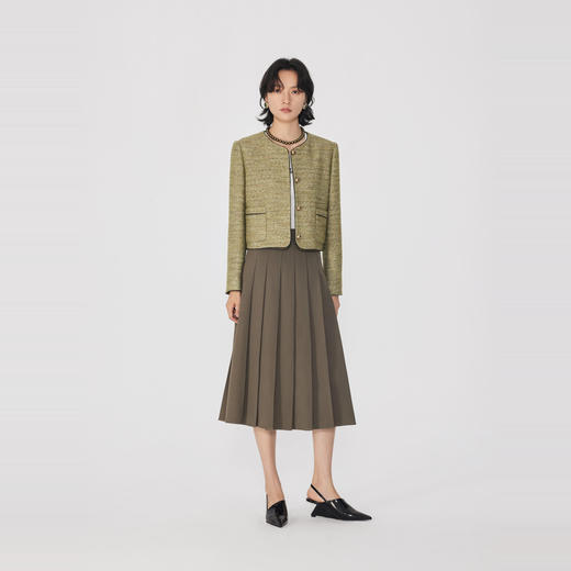 NEELLY纳俪2024秋季商场同款垂感A字半身裙女新款通勤显瘦百褶裙N24082E01116 商品图2