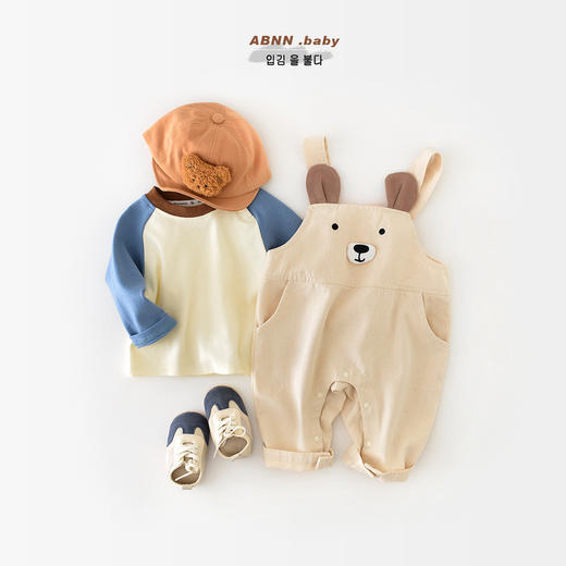 【新生儿卡通背带连体衣】婴儿春季套装宝宝春秋棉质圆领T恤上衣外穿 商品图3