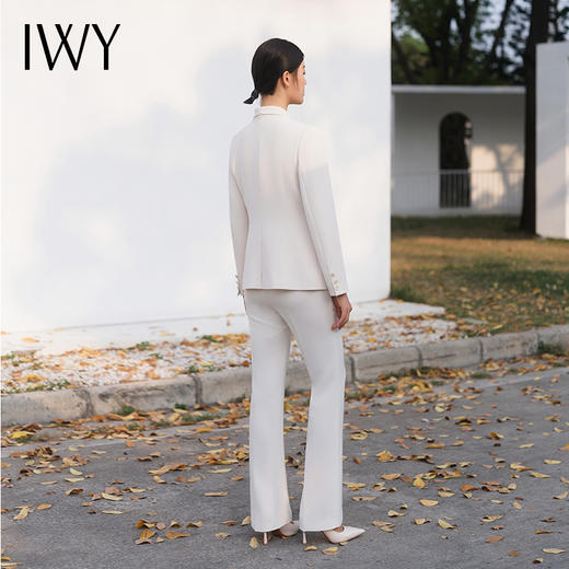 IWY/长款白色职业西装套裤秋冬季国风高端时尚通勤干练西服两件套C14267+P34267 商品图3
