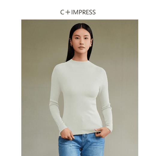 西嘉C+IMPRESS/西嘉可机洗精纺羊毛半高领毛衣女24秋装新款针织打底衫(货号:MY2403067) 商品图3