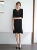 IWY/圆领知性七分袖鱼尾连衣裙高级感女新款法式气质修身黑色包臀裙 Q1053-B 商品缩略图4
