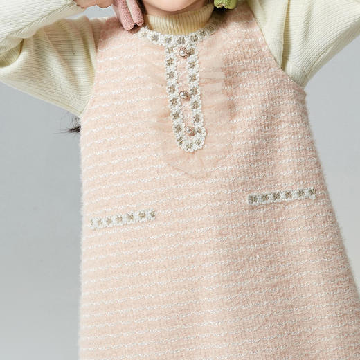 笛莎Deesha 童装女童连衣裙2024冬季新款儿童甜美香风背心裙 商品图3