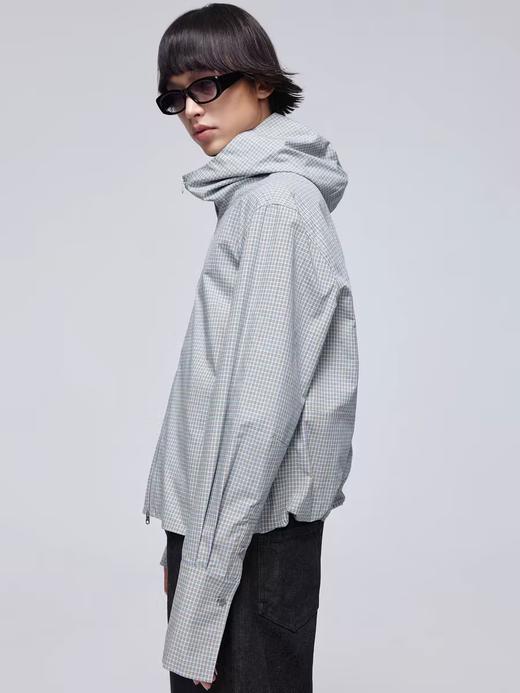 Simple Project/Y24118/蓝灰格纹连帽抽褶长袖衬衫 商品图0