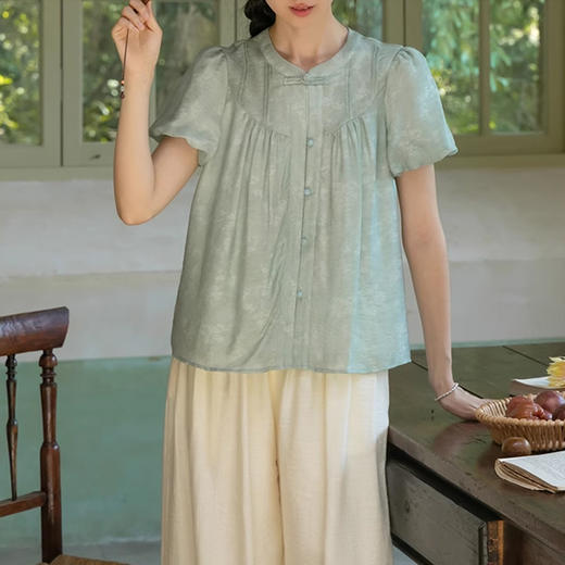 裁缝学苑AQ343 新中式天丝泡泡袖衬衫纸样女装夏季复古衫做衣服打版裁剪样板 商品图2