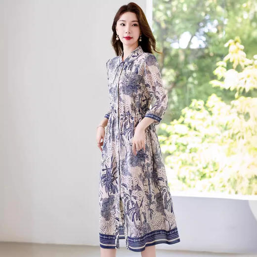 16姆米真丝双绉数码印花连衣裙SM7788 商品图1