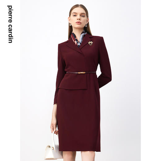 皮尔卡丹女装连衣裙法式假两件商务OL通勤A字裙P3344E3998T0
 商品图4