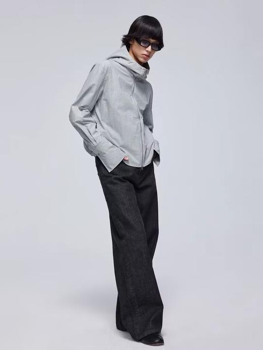 Simple Project/Y24118/蓝灰格纹连帽抽褶长袖衬衫 商品图2