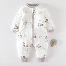 【婴儿夹棉防踢被分腿睡袋】春秋冬120克加棉男女宝宝A类长袖连体衣