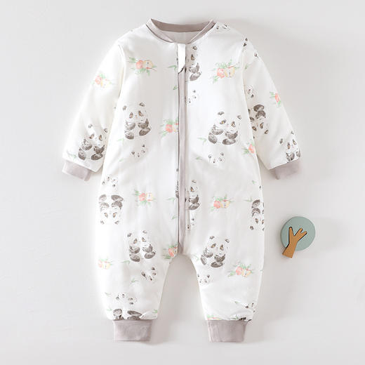 【婴儿夹棉防踢被分腿睡袋】春秋冬120克加棉男女宝宝A类长袖连体衣 商品图0