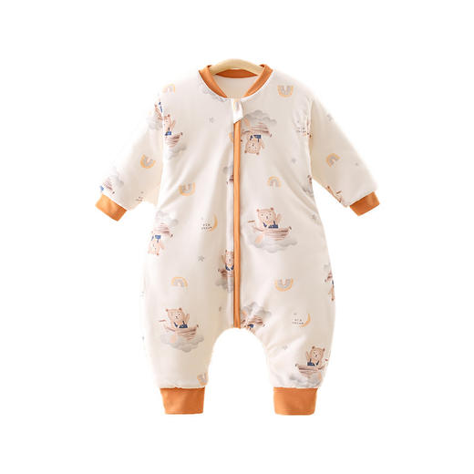 【婴幼儿秋冬夹棉加厚分腿睡袋】长袖新生宝宝多功能睡衣四季用防踢被 商品图4