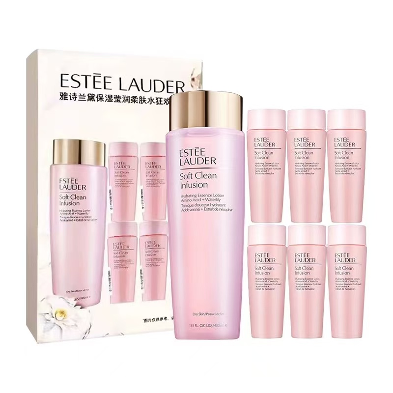 雅诗兰黛保湿莹润柔肤水套装（雅诗兰黛粉水400ml正装+50ml*6小样）