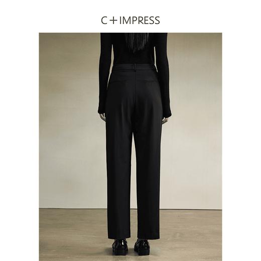 西嘉C+IMPRESS/西嘉原创设计西装裤女24秋季新款黑色直筒裤优雅西裤(货号:KZ2403027) 商品图2