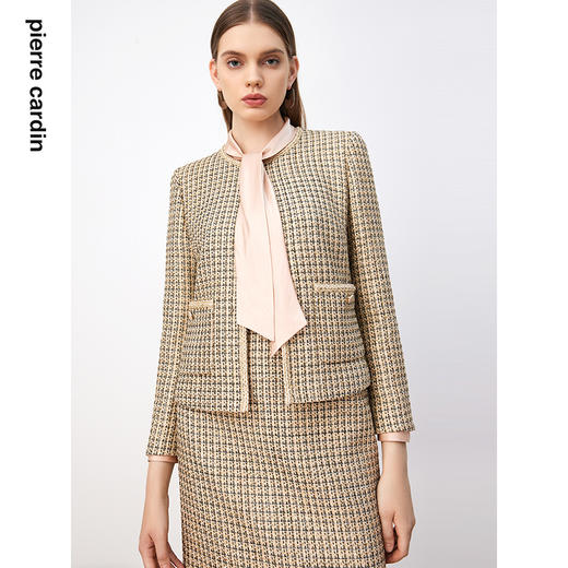 皮尔卡丹女装西装秋季新款浅米色日常小香风西服外套P3353U3957M1
 商品图3