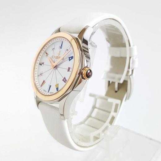 【95新】COROM昆仑海军上将系列32mm精钢/18k玫瑰金表圈钻刻石英女表 071216JH11 商品图5