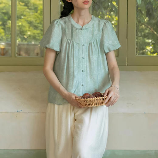 裁缝学苑AQ343 新中式天丝泡泡袖衬衫纸样女装夏季复古衫做衣服打版裁剪样板 商品图1