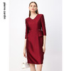皮尔卡丹女装连衣裙酒红色缎面亮面醋酸气质高贵裙子P3308E3971R0 商品缩略图2