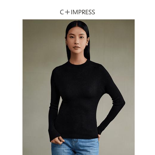 西嘉C+IMPRESS/西嘉可机洗精纺羊毛半高领毛衣女24秋装新款针织打底衫(货号:MY2403067) 商品图1