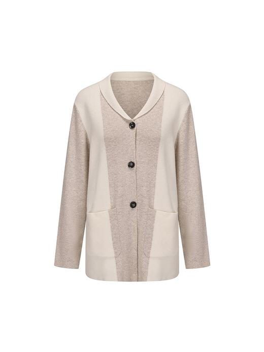 【冬之低语】几何撞色羊绒羊毛混纺开衫外套 商品图4