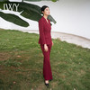 IWY/秋冬款酒红色职业西装套装女正式场合商务接待通勤干练两件套C11358+P31358 商品缩略图3