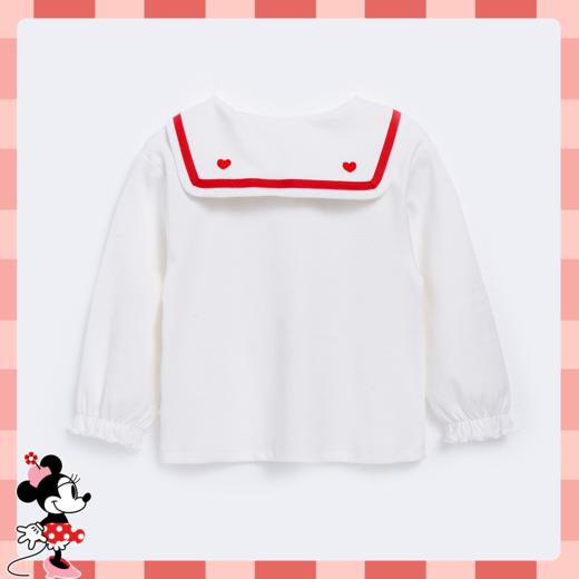 【商场同款】迪士尼童装女童长袖甜美T恤2024春秋新款海军风娃娃领宝宝上衣223DS0648 商品图7