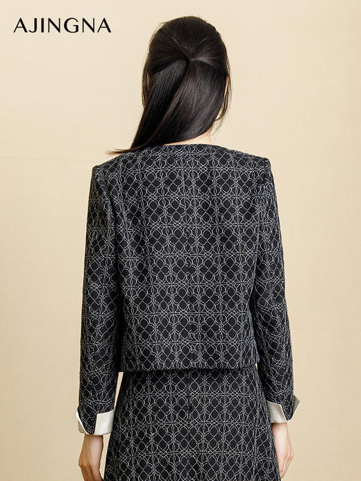 【踏青甄选价】阿菁娜秋季新款蕾丝提花小香风外套A29Q107068 商品图3