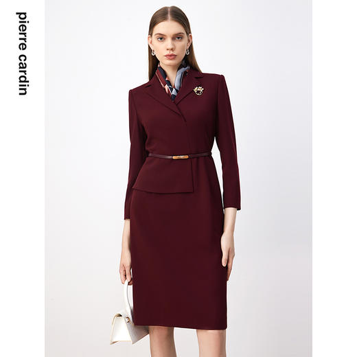 皮尔卡丹女装连衣裙法式假两件商务OL通勤A字裙P3344E3998T0
 商品图0