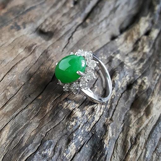 【天然正品】A货满绿糯冰种蛋面收藏级翡翠戒指 戒圈18号可改 现售价：38800！031016KC07 商品图4