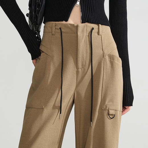 【亏本售-两穿-工装裤】逸阳春款直筒阔腿高腰休闲百搭可束脚运动裤子2434A 商品图3