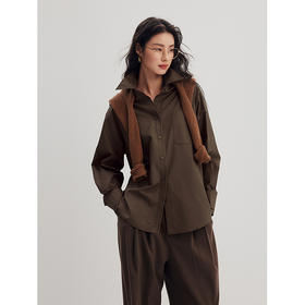 棉仓356604019-液氨双门襟佰搭ROW风廓形衬衫