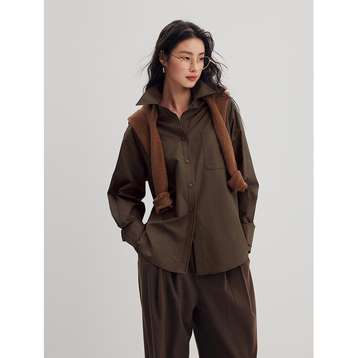 棉仓356604019-液氨双门襟佰搭ROW风廓形衬衫 商品图0