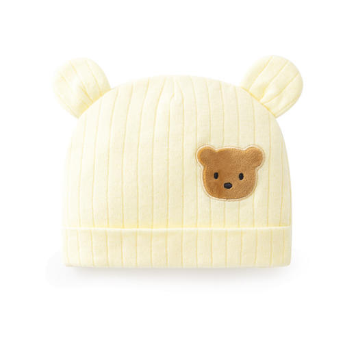 【新生儿纯棉四季双层胎帽】男女宝宝婴儿小熊卡通护卤门帽子0-3个月 商品图4