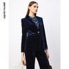 皮尔卡丹女装西装秋丝绒法式一粒扣收腰V领西服上衣P3320U3971N0
 商品缩略图4