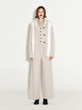【冬之低语】几何撞色羊绒羊毛混纺开衫外套