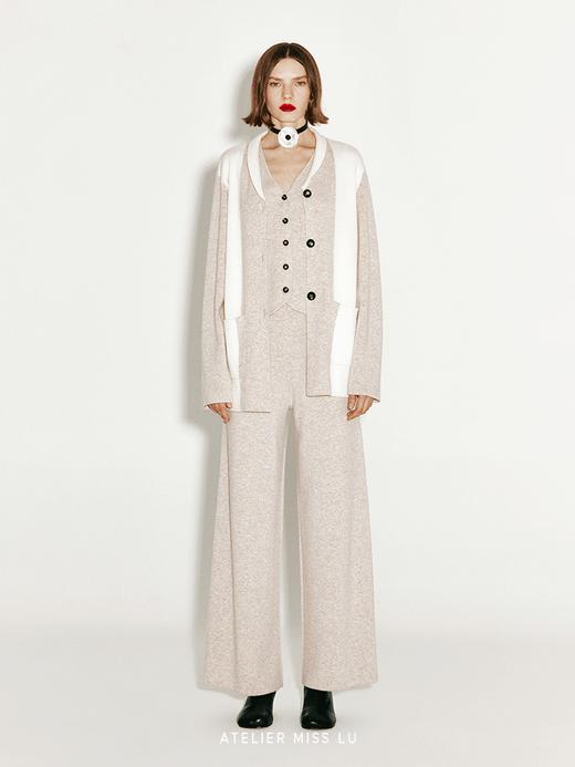 【冬之低语】几何撞色羊绒羊毛混纺开衫外套 商品图0