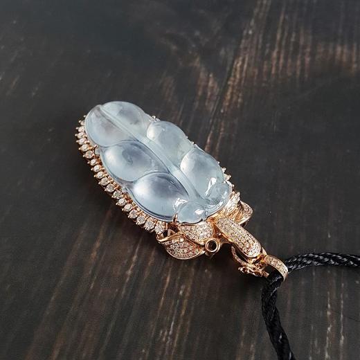 【天然正品】A货翡翠钻镶收藏级高冰种叶子翡翠吊坠项链76.0*31.8*13.5MM（皆取最大值） 现售价：57800！040918SZ01 商品图2