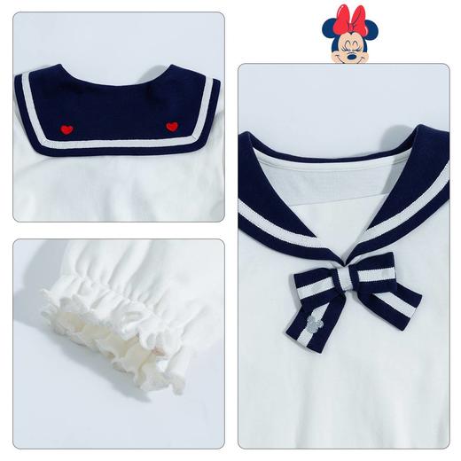 【商场同款】迪士尼童装女童长袖甜美T恤2024春秋新款海军风娃娃领宝宝上衣223DS0648 商品图5