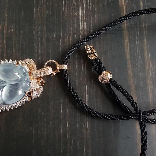 【天然正品】A货翡翠钻镶收藏级高冰种叶子翡翠吊坠项链76.0*31.8*13.5MM（皆取最大值） 现售价：57800！040918SZ01 商品图6