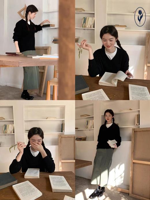 shyshystill/shy202308053/v领全羊毛经典扭花毛衣 商品图3