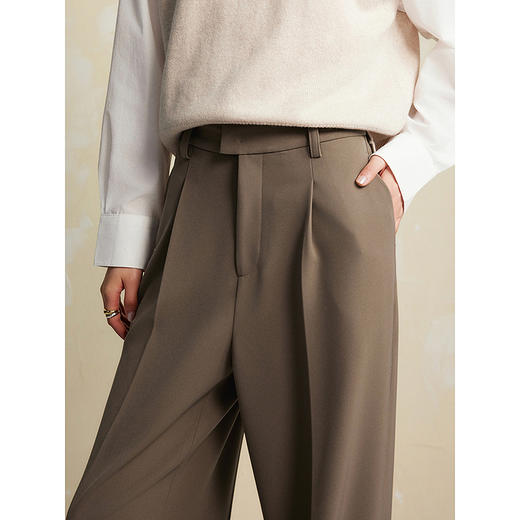 棉仓356618005-斜纹仿醋单褶西裤 商品图3