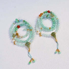 玉美人菲菲HZ~S925翡翠三圈圆珠流苏约7mm手串~多样性发一