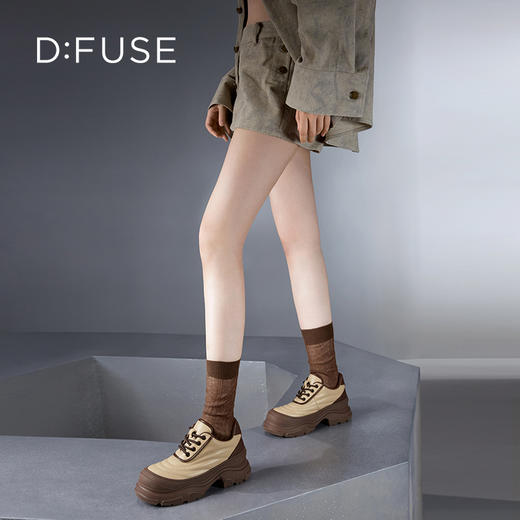 D:FUSE迪芙斯2024秋季新款运动鞋美式复古贝壳面包轻便厚底真皮休闲鞋老爹鞋DF43112382 商品图5