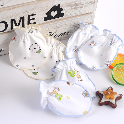 【婴儿防抓脸手套】纯棉透气四季通用母婴用品卡通护手保暖新生儿手套 商品图1