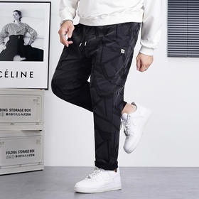 【新款DQ】大依优型大码提花休闲长裤男舒适休闲简约百搭加肥加大男装潮款